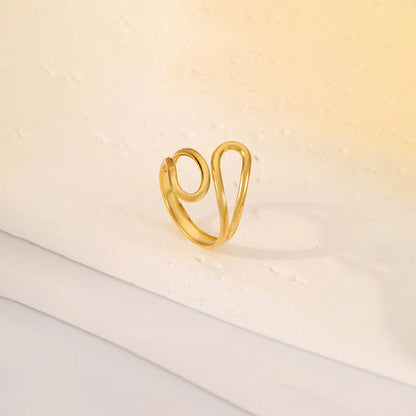 18K Gold-Plated Wave Open Ring – Adjustable Minimal Statement