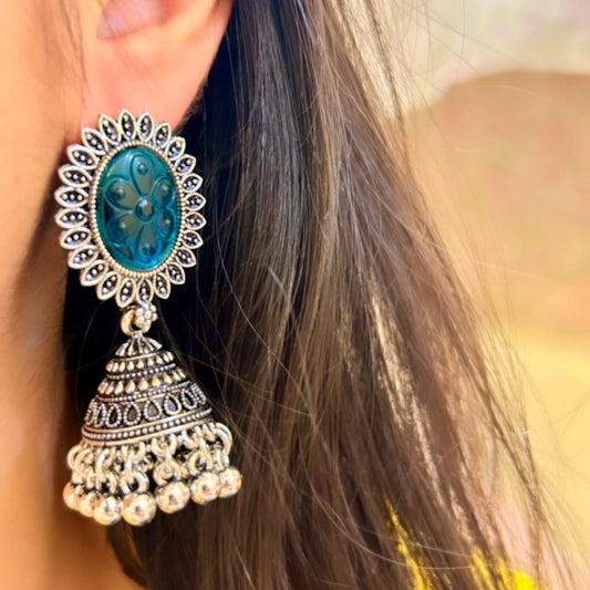 Teal Tranquility Circle Jhumka