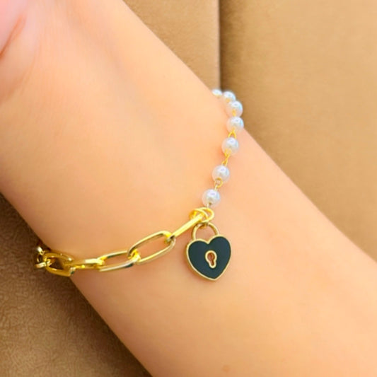 Black Heart Lock Bracelet