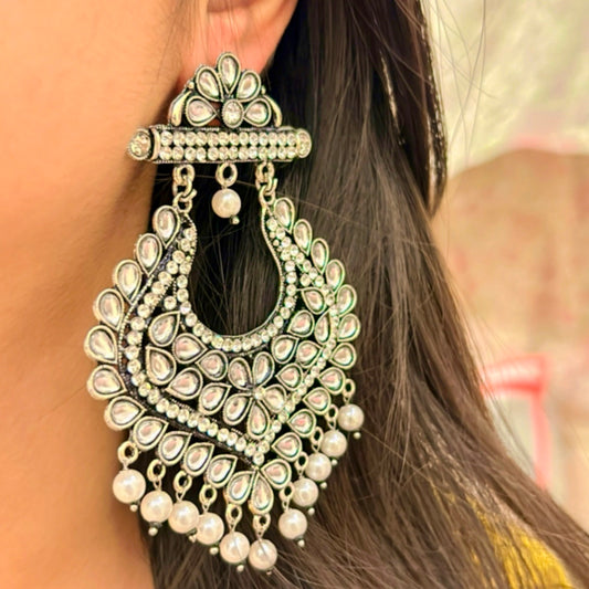 Silver Splendor Statement Jhumka
