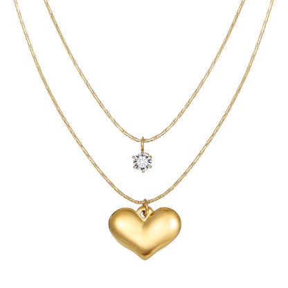 18K Gold Plated Layered Heart Necklace – Waterproof & Skin Safe