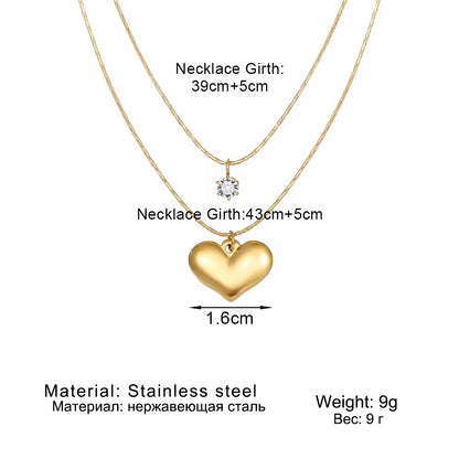 18K Gold Plated Layered Heart Necklace – Waterproof & Skin Safe