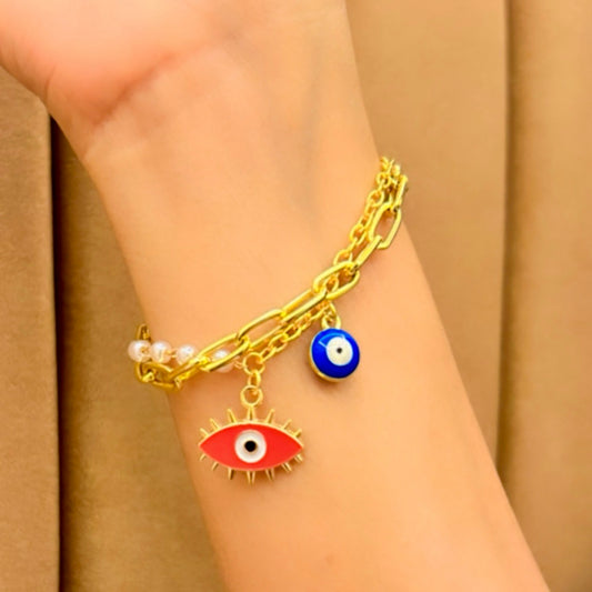 Scarlet Serenity Evil Eye Bracelet
