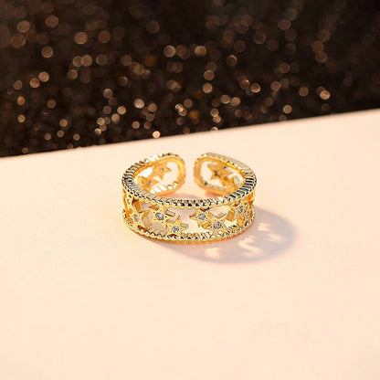 18K Gold Plated Adjustable Star Band Ring – Waterproof & Skin Safe