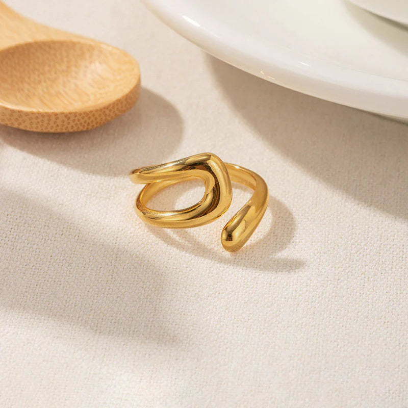18K Gold-Plated Sculpted Open Ring