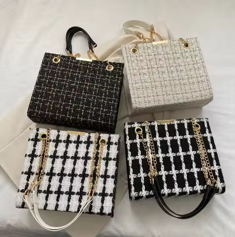 Tweed Chain Tote Bag