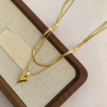 18K Gold Plated Heart Pendant Necklace – Waterproof & Skin Safe