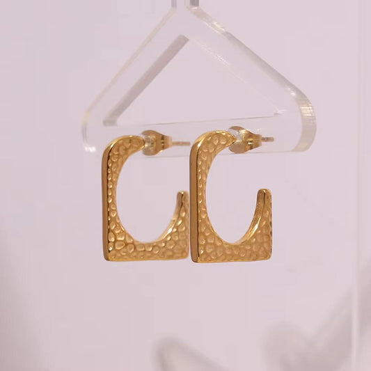 18K Gold Plated Geometric Stud Hoop Earrings – Waterproof, Hypoallergenic Jewellery by ThePandaStoree