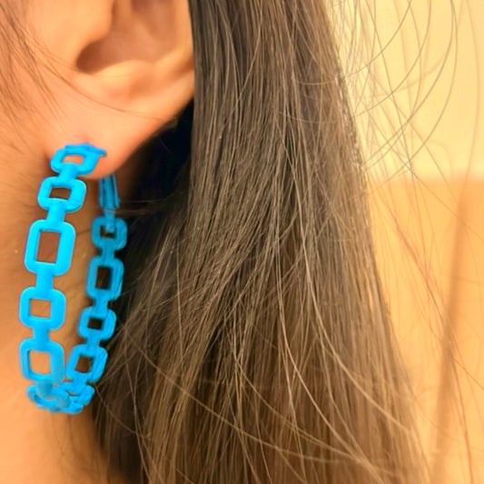 Azure Radiance Circular Cut Hoop Earrings