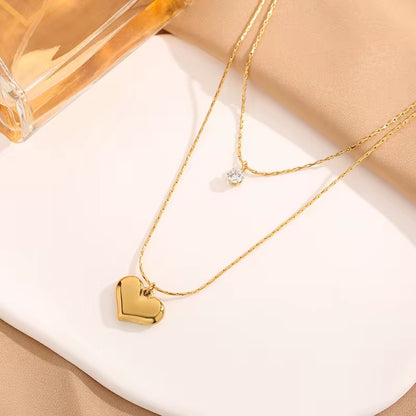 18K Gold Plated Layered Heart Necklace – Waterproof & Skin Safe