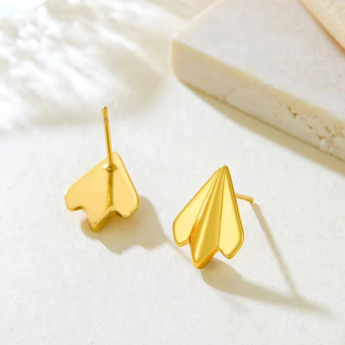 Paper Plane Earrings | 18K Gold Minimal Waterproof