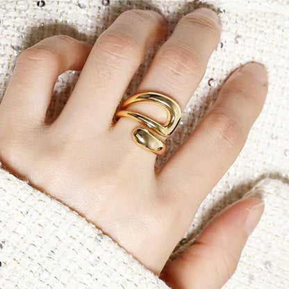 18K Gold-Plated Sculpted Open Ring
