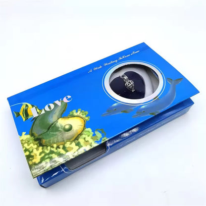 Love Pearl Wish Necklace gift box with real pearl inside oyster