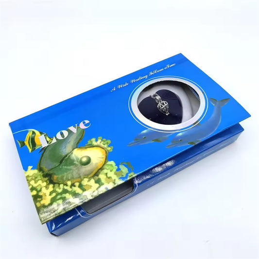Love Pearl Wish Necklace gift box with real pearl inside oyster