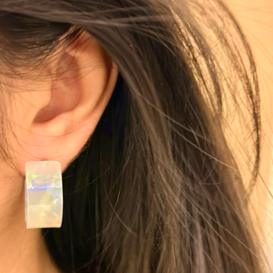 Arctic Elegance Self-Printed Hoop Earrings