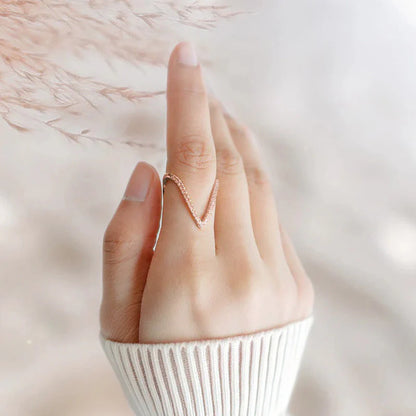 Rose Gold Plated V-Shape Adjustable Ring – CZ Studded & Anti Tarnish