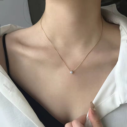 18K Gold Plated Solitaire Necklace – Waterproof & Skin Safe