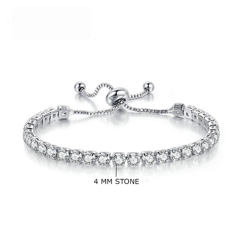 Silver Plated CZ Tennis Bracelet – Round Cut, Anti Tarnish & Skin Safe