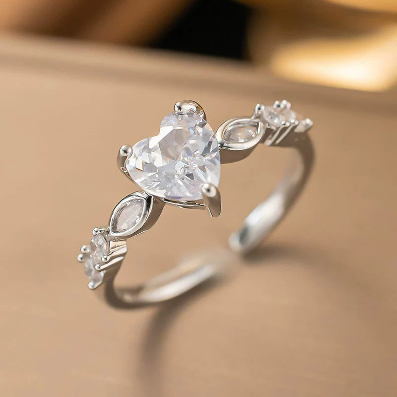 Silver Plated Adjustable Heart Ring – Anti Tarnish & Skin Safe