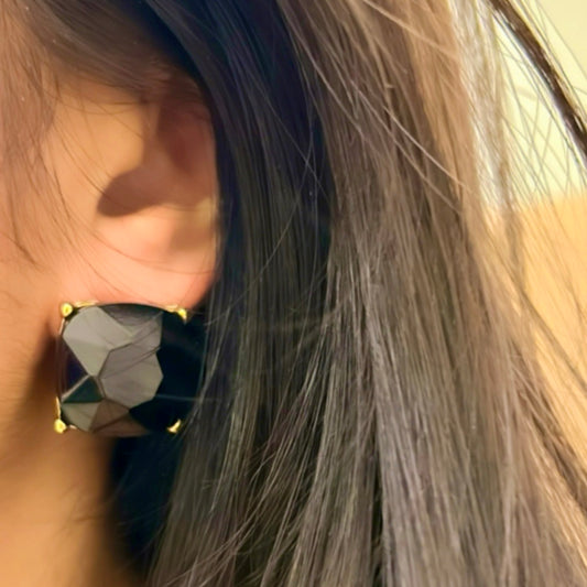 Onyx Elegance Black Stone Stud Earring