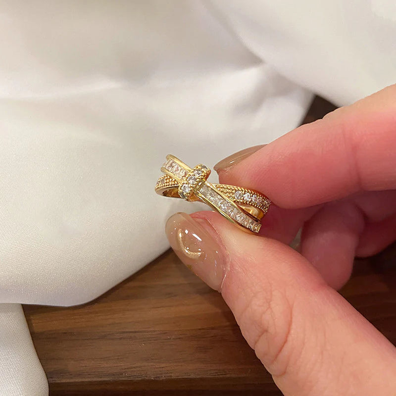 18K Gold Plated Bow Ring – Adjustable, Waterproof & Skin Safe