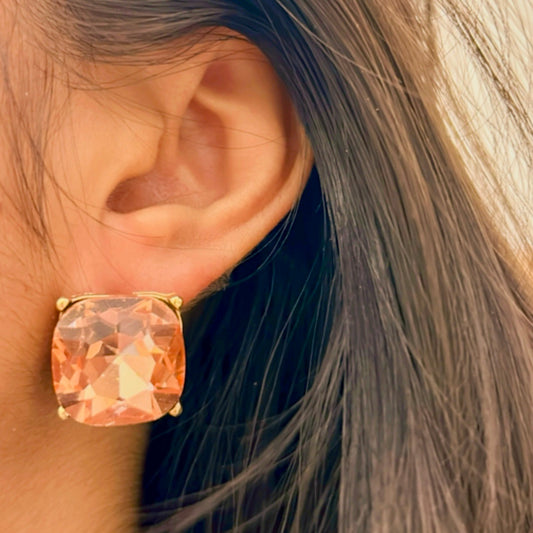 Peach Petal Stone Stud Earrings