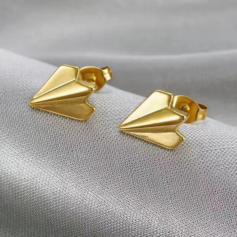 Paper Plane Earrings | 18K Gold Minimal Waterproof