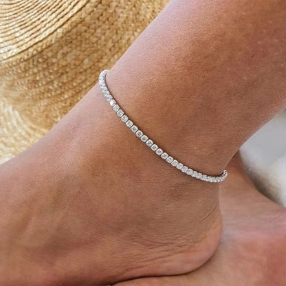 Anti-Tarnish Tennis Anklet – 18K Plated Waterproof Anklet for Women