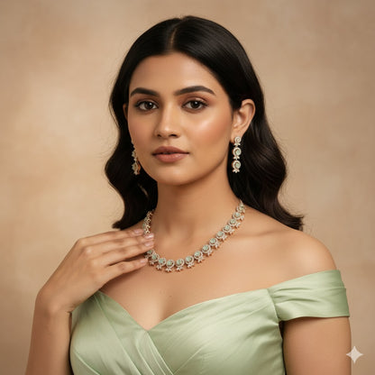 Serene Green Necklace and Earrings Set