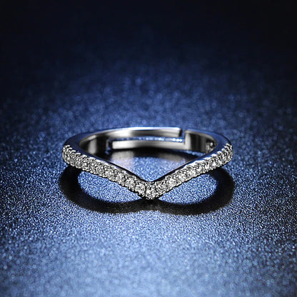 Silver Plated V-Shape Adjustable Ring – AD Studded & Anti Tarnish