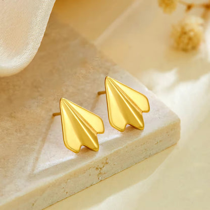 Paper Plane Earrings | 18K Gold Minimal Waterproof