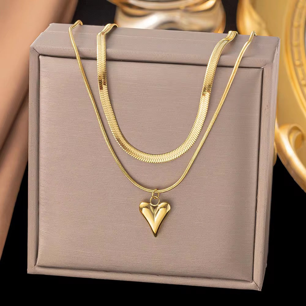 18K Gold Plated Heart Pendant Necklace – Waterproof & Skin Safe