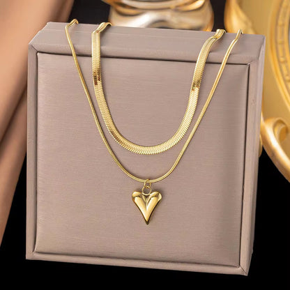 18K Gold Plated Heart Pendant Necklace – Waterproof & Skin Safe