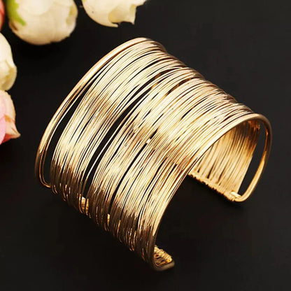 Gold Plated Mesh Cuff Bracelet – Statement Party Wear, Free Size