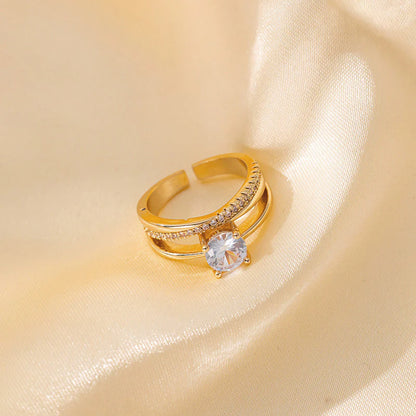18K Gold Plated Adjustable Solitaire Ring – Waterproof & Skin Safe
