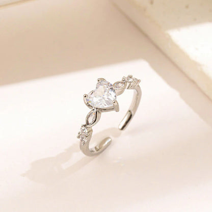 Silver Plated Adjustable Heart Ring – Anti Tarnish & Skin Safe