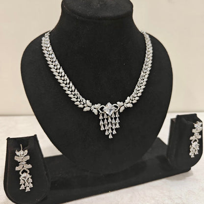 Elegant American Diamond necklace set with matching earrings – perfect for weddings and parties
