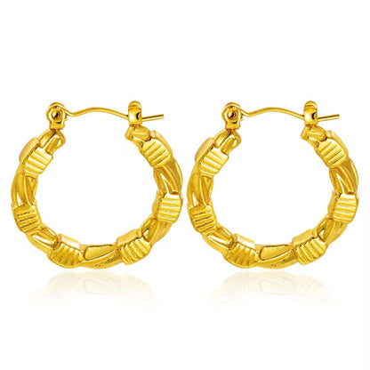 18K Gold Plated Bamboo Carved Hoop Earrings – Waterproof, Hypoallergenic Jewellery by ThePandaStoree
