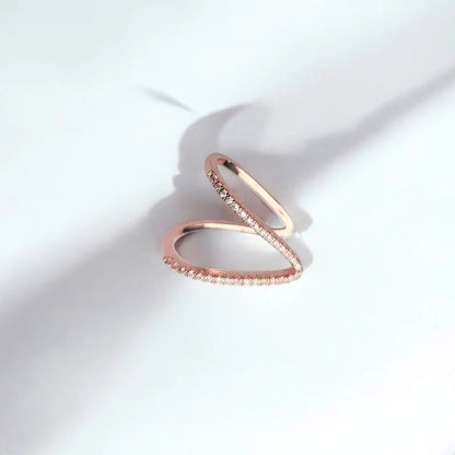Rose Gold Plated V-Shape Adjustable Ring – CZ Studded & Anti Tarnish