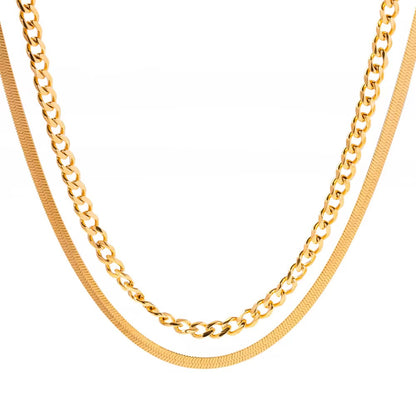 18K Gold Plated Double Layer Chain Necklace – Waterproof & Skin Safe