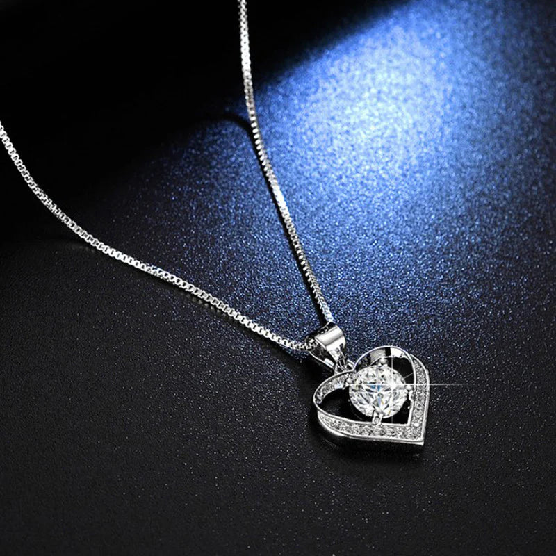 Silver Plated Heart Pendant – AD Studded, Anti Tarnish & Skin Safe
