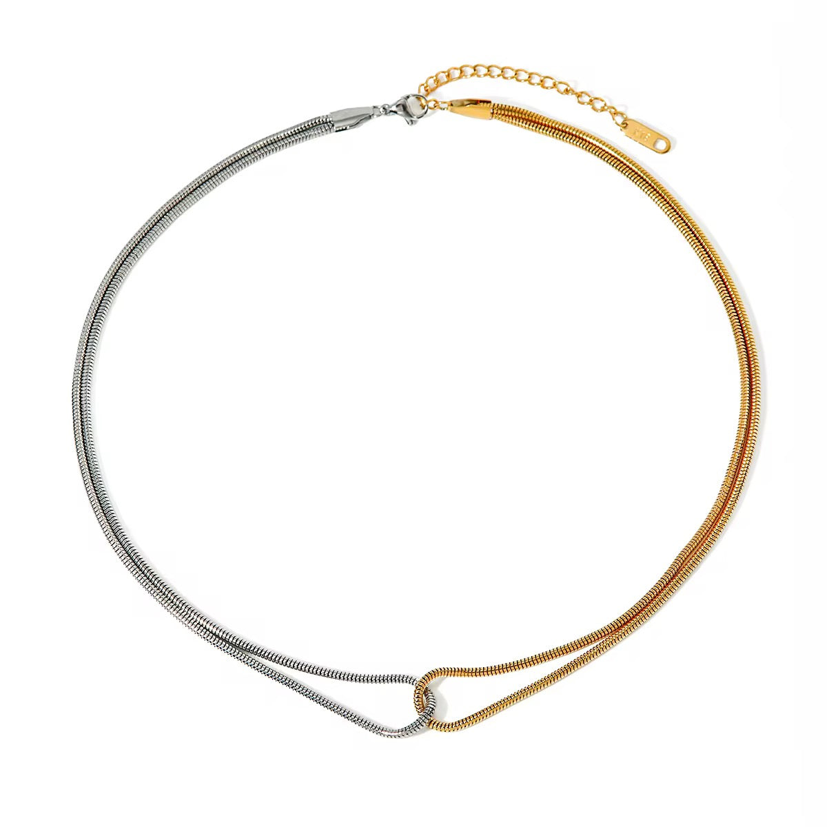 Dual Tone Knot Necklace | 18K Gold Plated Elegant Design
