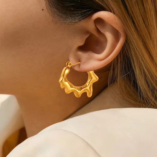 Coral Reef Hoop Earrings | 18K Gold Organic Waterproof