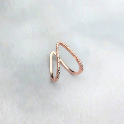Rose Gold Plated V-Shape Adjustable Ring – CZ Studded & Anti Tarnish