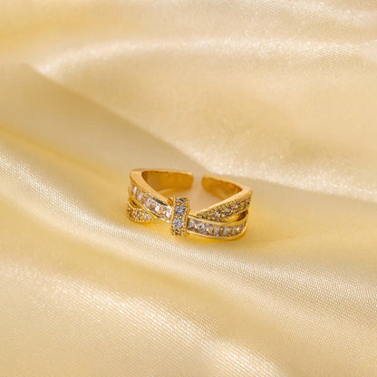 18K Gold Plated Bow Ring – Adjustable, Waterproof & Skin Safe