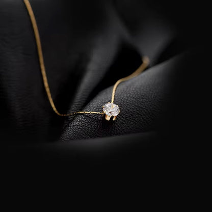 18K gold plated solitaire necklace with crystal stone – waterproof, anti tarnish, hypoallergenic jewellery by ThePandaStoree.