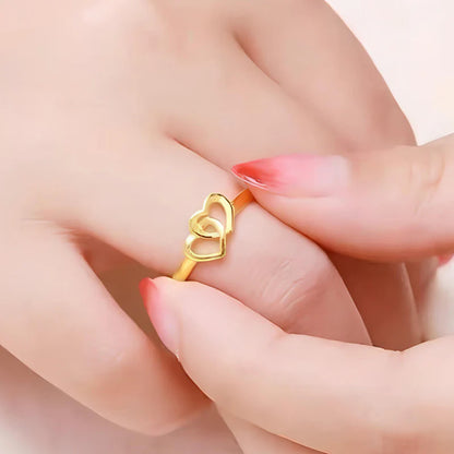 18K Gold Plated Adjustable Double Heart Ring – Waterproof & Skin Safe