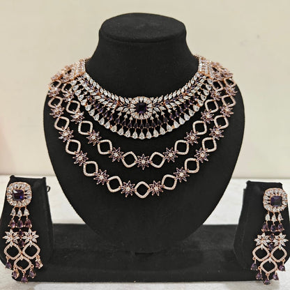 Royal Purple Multi-Layer Necklace Set – Front View