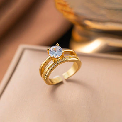 18K gold plated adjustable solitaire ring – waterproof, anti tarnish, hypoallergenic jewellery by ThePandaStoree