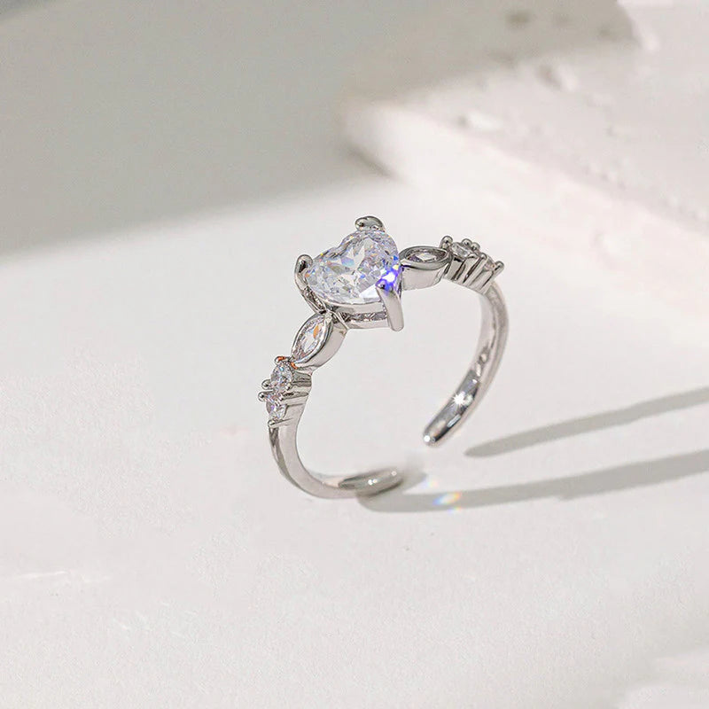 Silver plated adjustable heart ring – anti tarnish, waterproof, skin safe, hypoallergenic jewellery by ThePandaStoree.